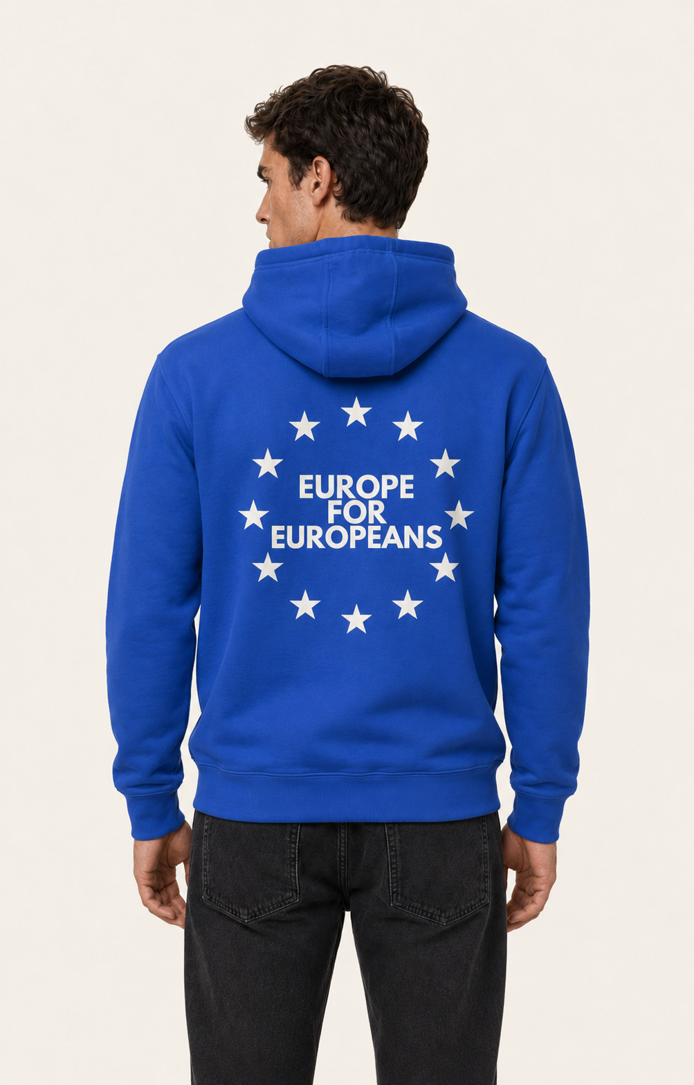 Europe for Europeans Hoodie in European Blue – back view